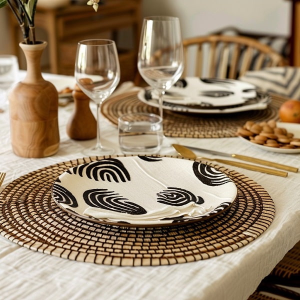 اکسسوری چوبی روی میز ناهارخوری