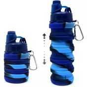 قمقمه سیلیکونی تاشو آکاردئونی مدل ارتشی آبی