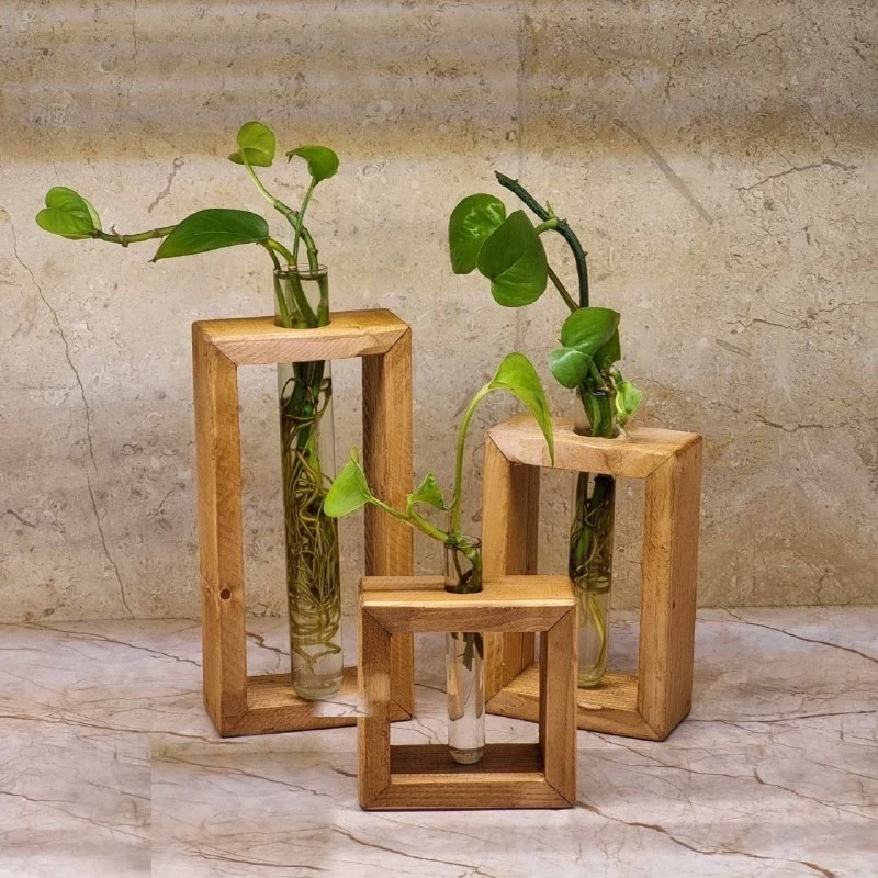 گلدان چوبی سه عددی چوب روس درجه 1