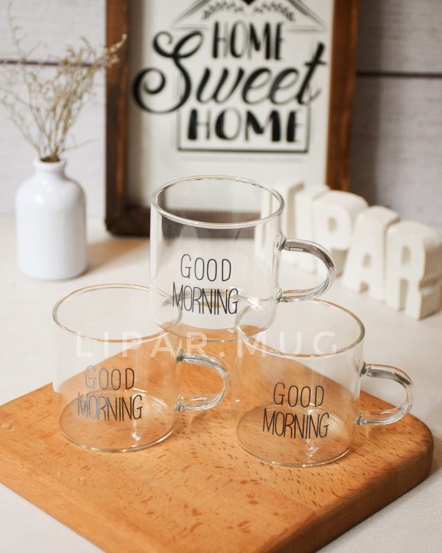 شات قهوه خوری پیرکس 6 عددی گود مورنینگ دبل وارداتی