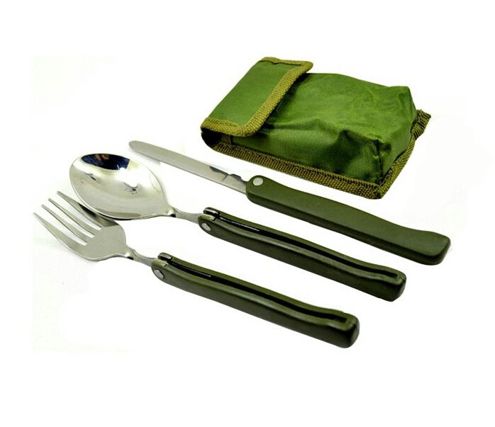 قاشق و چنگال و چاقو تاشو وارداتی سبز