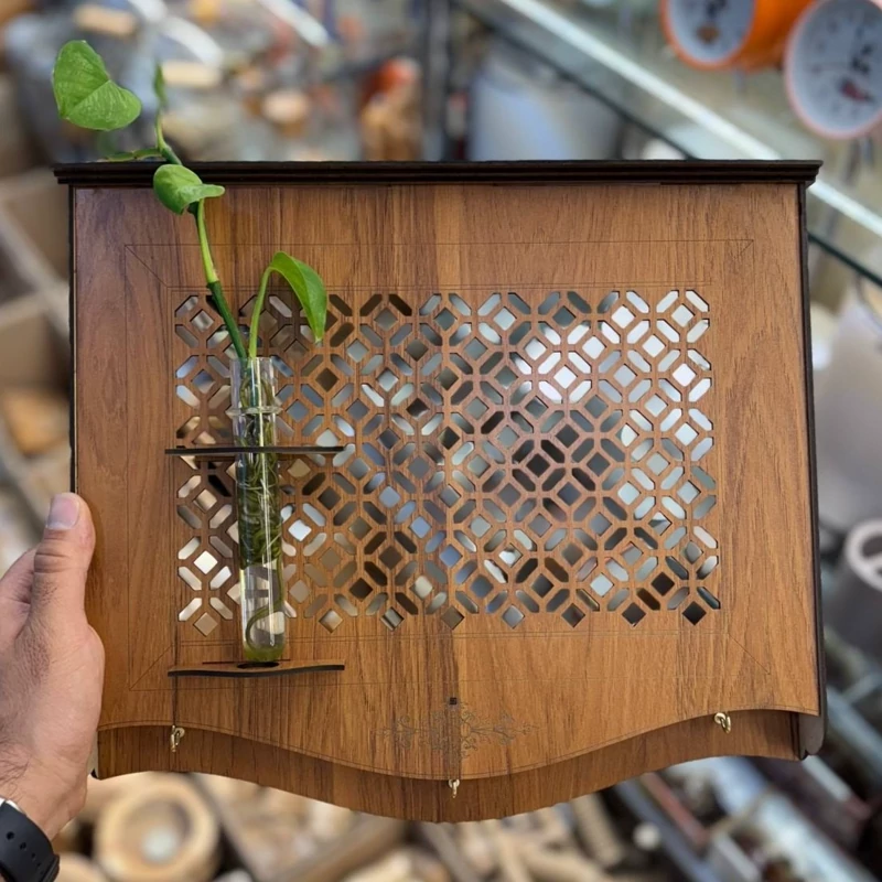 کاور فیوز چوبی حصیری لیزر دارای گلدان 2