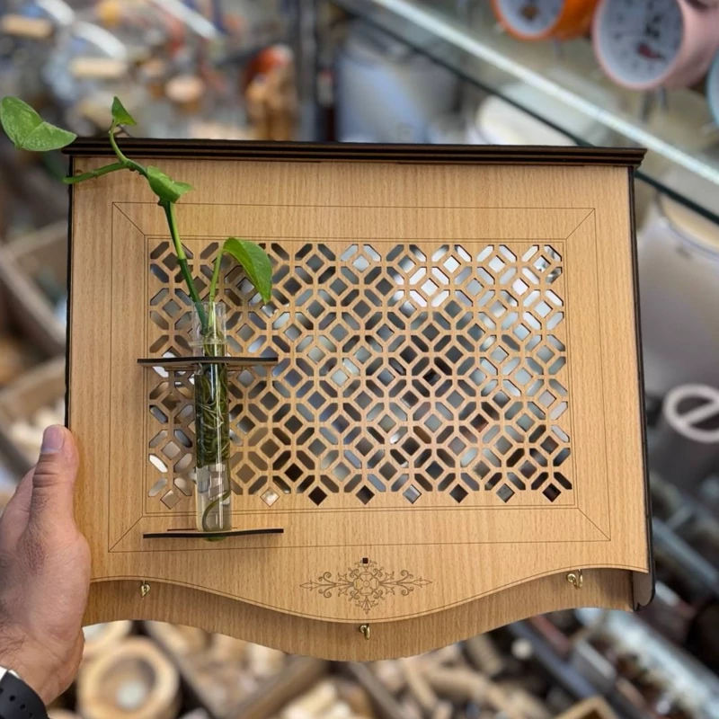 کاور فیوز چوبی حصیری لیزر دارای گلدان