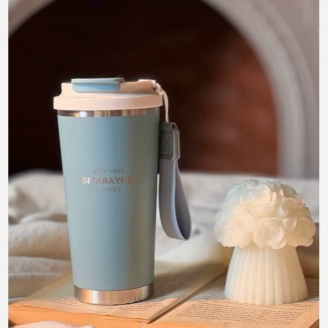 تراول ماگ SITARAYURI دو حالته 580 میل زیر استیل آبی