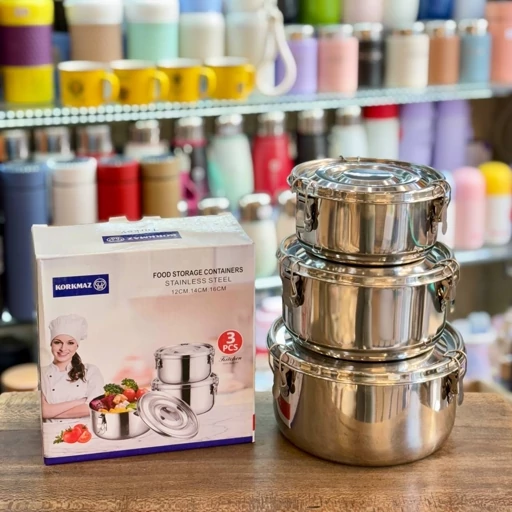 ظرف غذا استیل کرکماز سه تایی